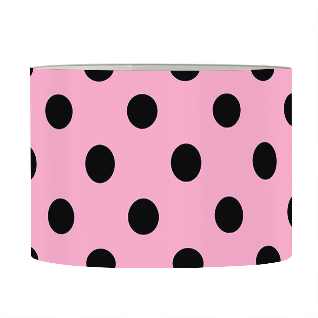 Pink And Black Polka Dot Pattern Print Drum Lamp Shade