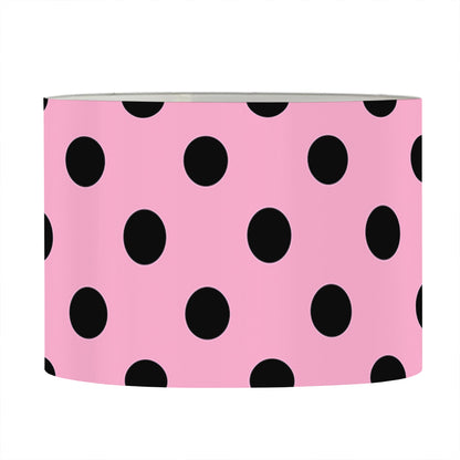 Pink And Black Polka Dot Pattern Print Drum Lamp Shade