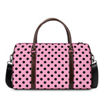 Pink And Black Polka Dot Pattern Print Duffle Bag