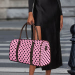 Pink And Black Polka Dot Pattern Print Duffle Bag