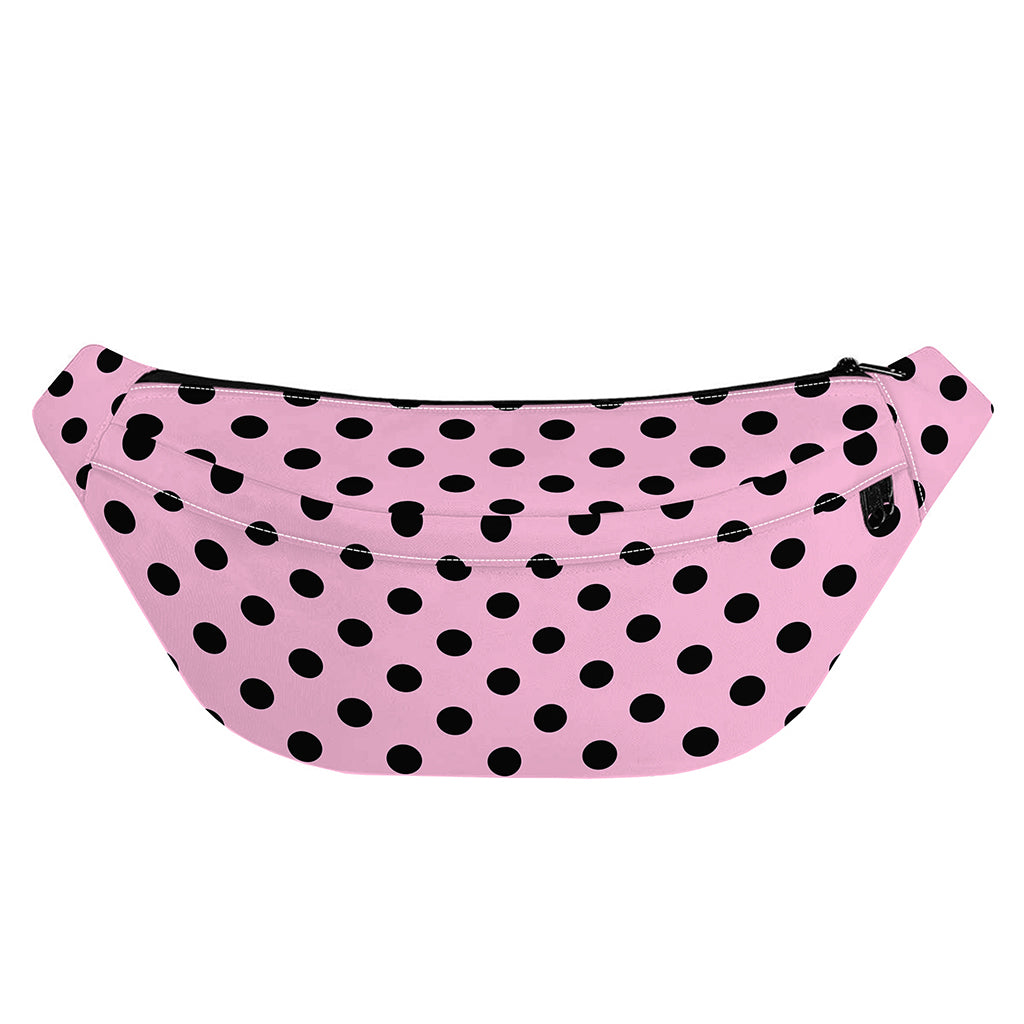 Pink And Black Polka Dot Pattern Print Fanny Pack