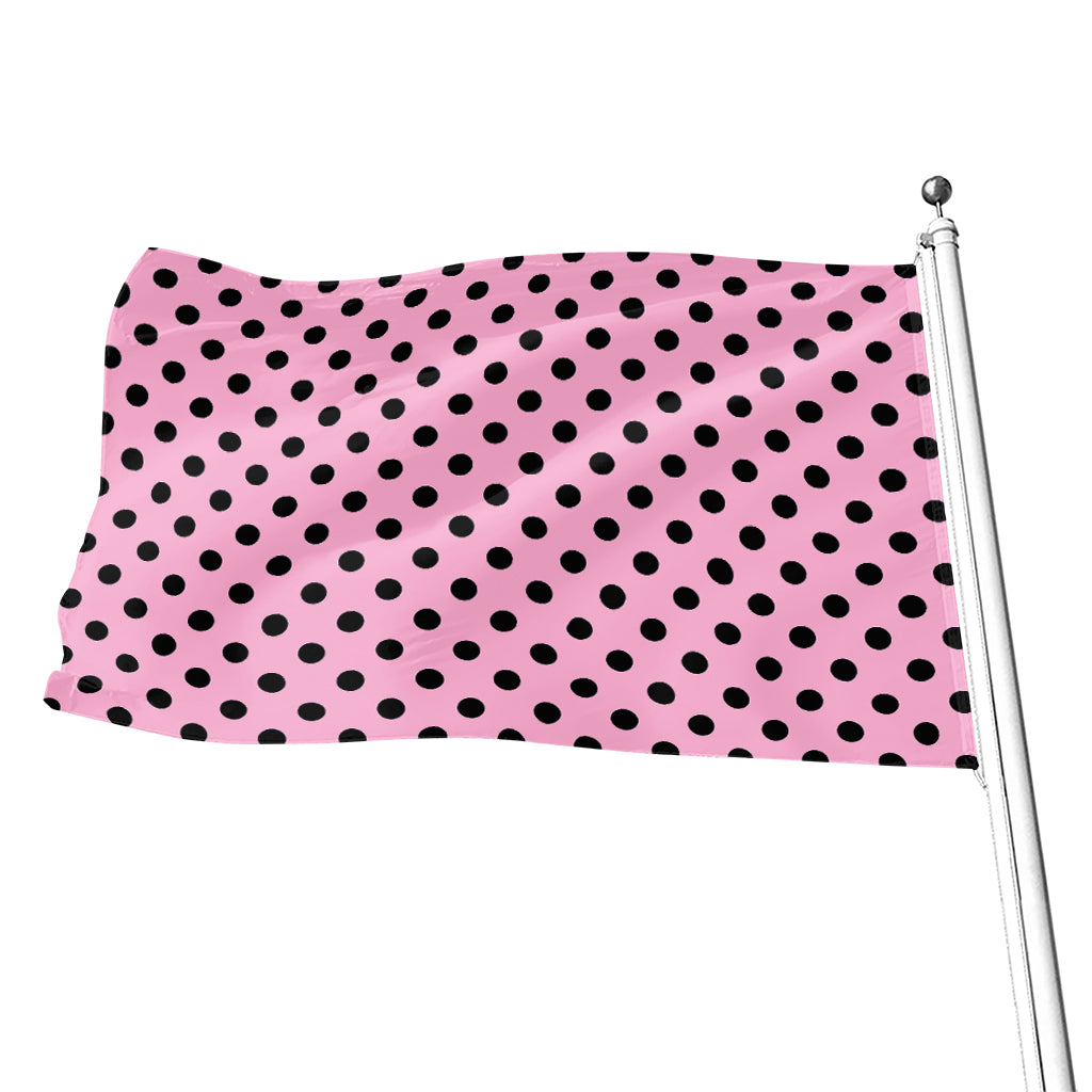 Pink And Black Polka Dot Pattern Print Flag
