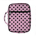 Pink And Black Polka Dot Pattern Print Front Pocket Bible Bag
