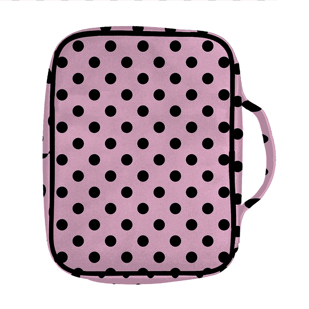 Pink And Black Polka Dot Pattern Print Front Pocket Bible Bag