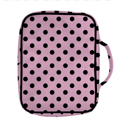 Pink And Black Polka Dot Pattern Print Front Pocket Bible Bag