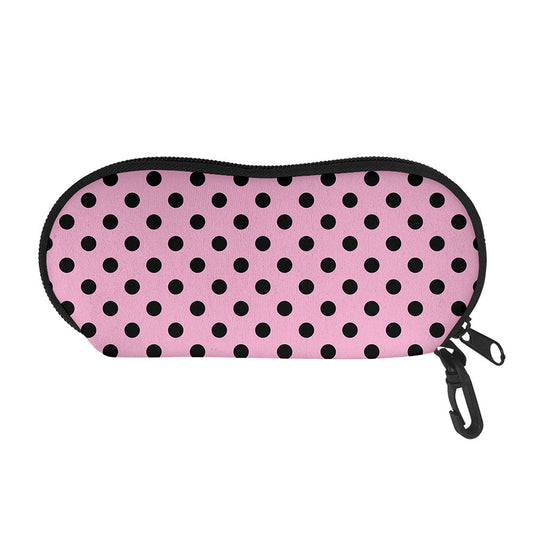 Pink And Black Polka Dot Pattern Print Glasses Case