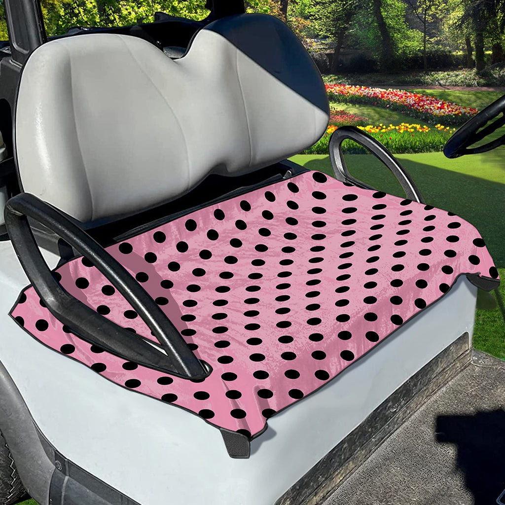Pink And Black Polka Dot Pattern Print Golf Cart Seat Cover