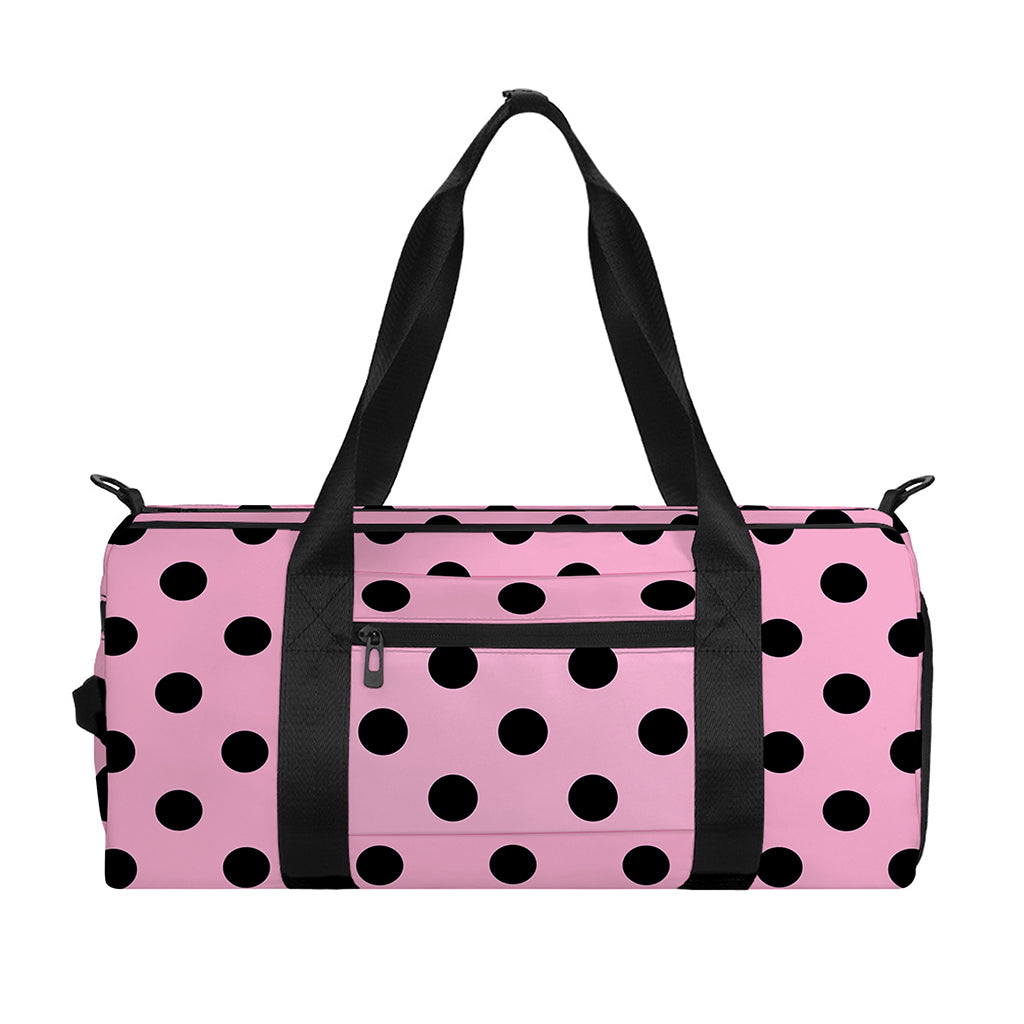 Pink And Black Polka Dot Pattern Print Gym Bag
