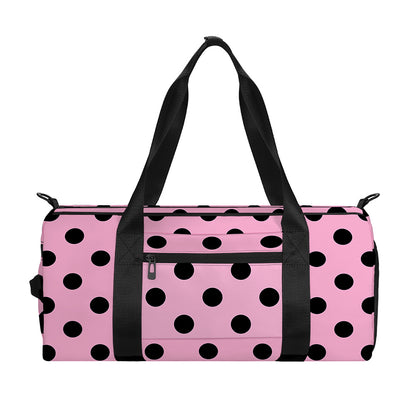 Pink And Black Polka Dot Pattern Print Gym Bag