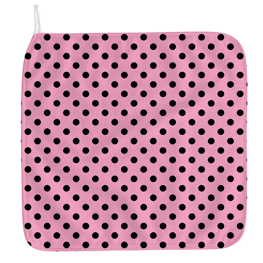 Pink And Black Polka Dot Pattern Print Hand Towel
