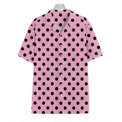 Pink And Black Polka Dot Pattern Print Hawaiian Shirt