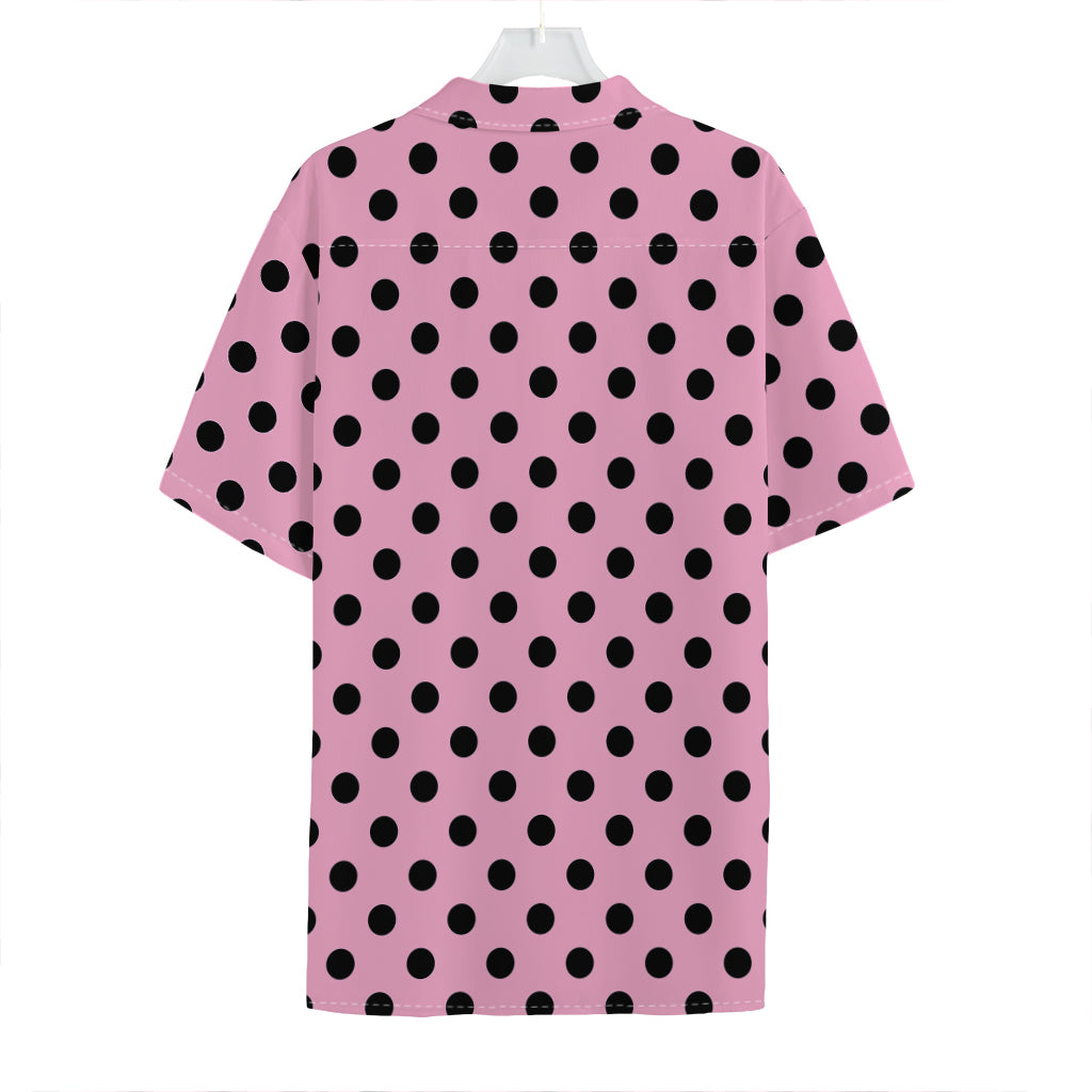 Pink And Black Polka Dot Pattern Print Hawaiian Shirt