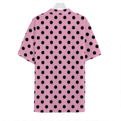 Pink And Black Polka Dot Pattern Print Hawaiian Shirt
