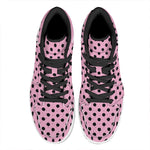 Pink And Black Polka Dot Pattern Print High Top Leather Sneakers