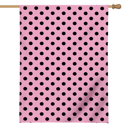 Pink And Black Polka Dot Pattern Print House Flag