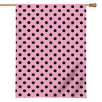 Pink And Black Polka Dot Pattern Print House Flag