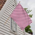 Pink And Black Polka Dot Pattern Print House Flag