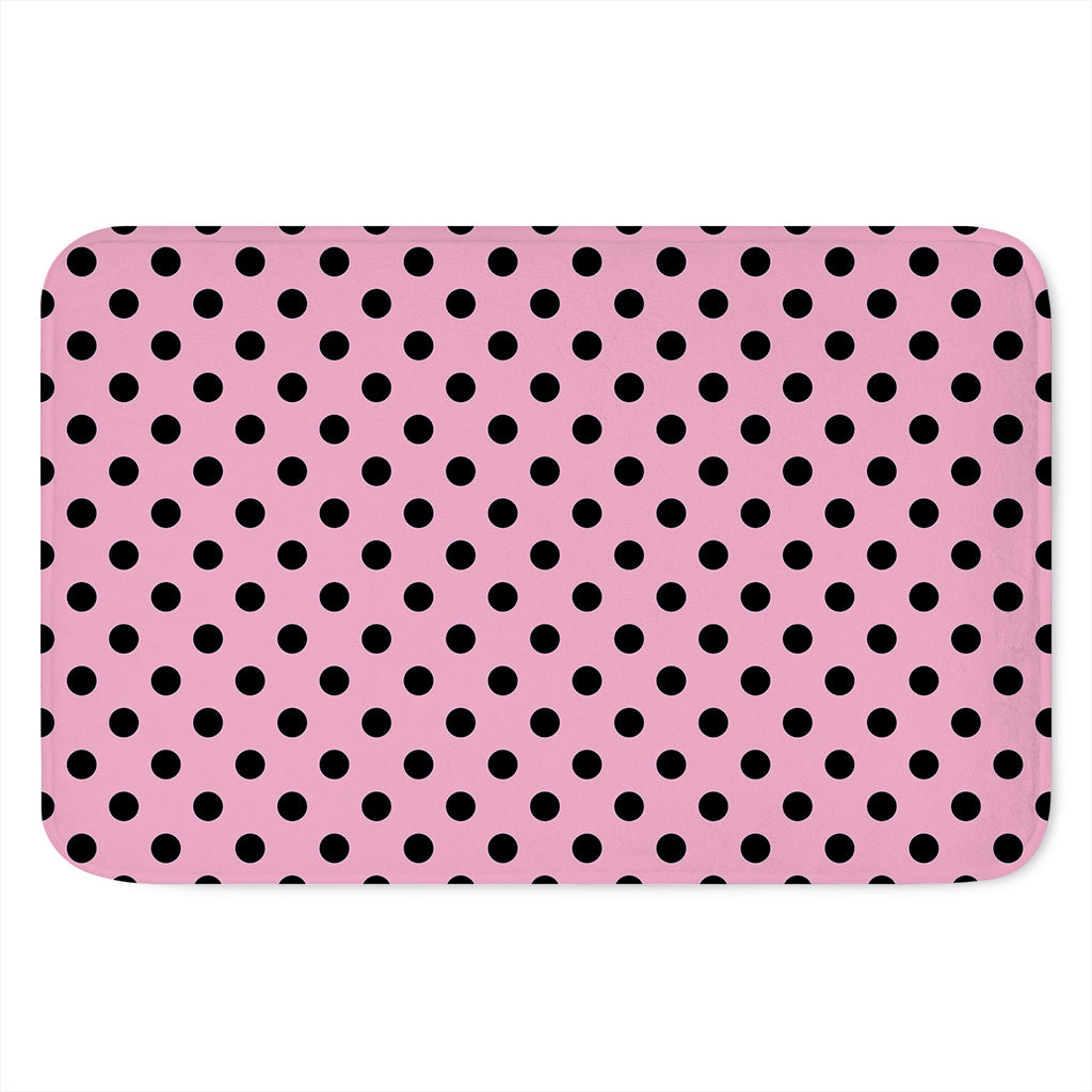 Pink And Black Polka Dot Pattern Print Indoor Door Mat