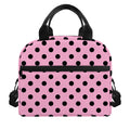 Pink And Black Polka Dot Pattern Print Insulated Lunch Bag