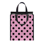 Pink And Black Polka Dot Pattern Print Insulated Lunch Tote