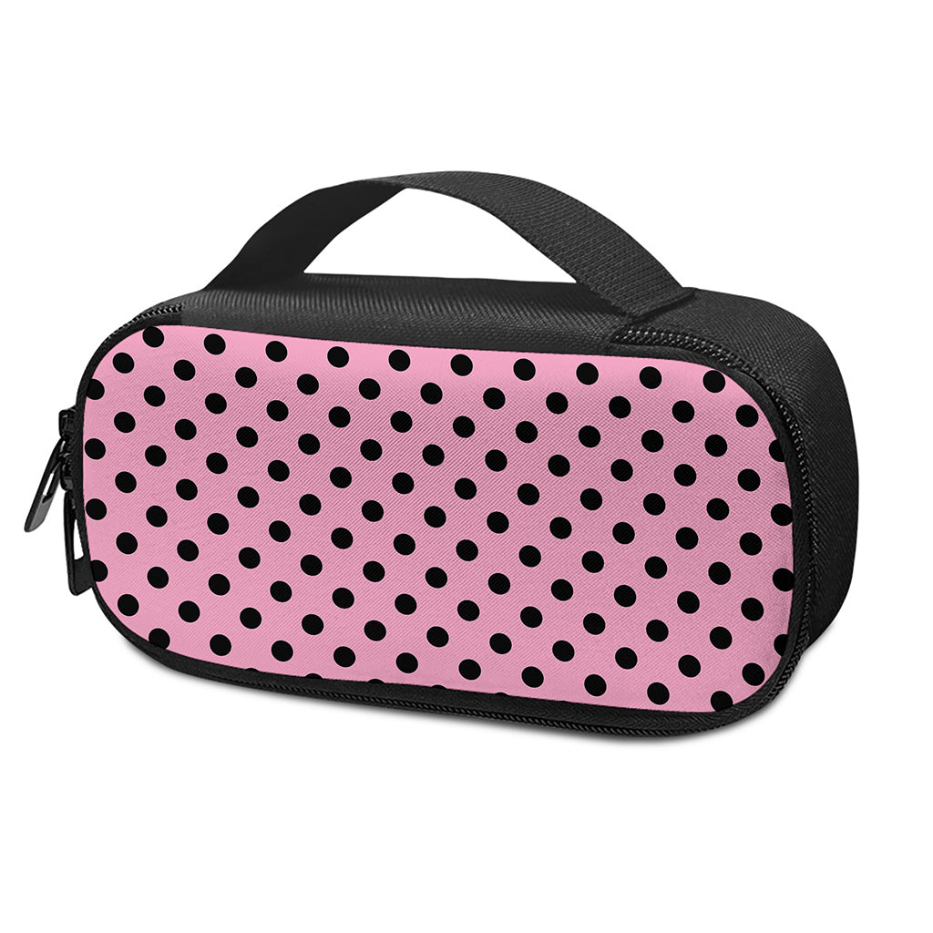 Pink And Black Polka Dot Pattern Print Insulin Cooler Travel Case