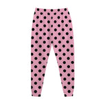 Pink And Black Polka Dot Pattern Print Jogger Pants