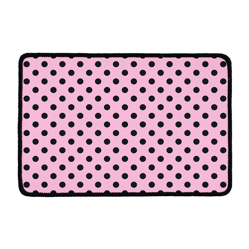 Pink And Black Polka Dot Pattern Print Kitchen Mat