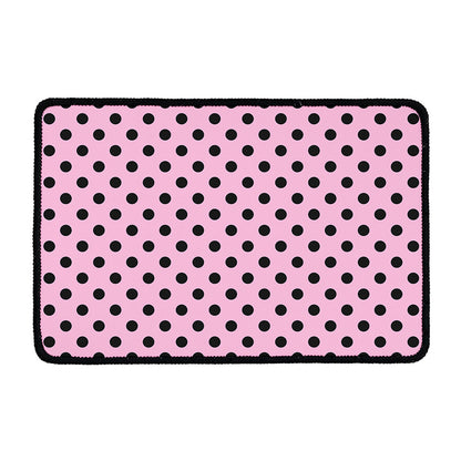 Pink And Black Polka Dot Pattern Print Kitchen Mat