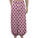 Pink And Black Polka Dot Pattern Print Lantern Pants