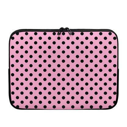 Pink And Black Polka Dot Pattern Print Laptop Sleeve