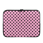 Pink And Black Polka Dot Pattern Print Laptop Sleeve
