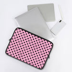 Pink And Black Polka Dot Pattern Print Laptop Sleeve