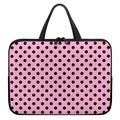 Pink And Black Polka Dot Pattern Print Laptop Sleeve With Handle