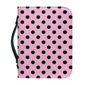 Pink And Black Polka Dot Pattern Print Leather Bible Cover