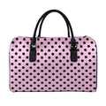 Pink And Black Polka Dot Pattern Print Leather Duffel Bag