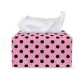 Pink And Black Polka Dot Pattern Print Leather Tissue Box Cover