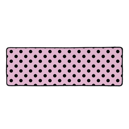 Pink And Black Polka Dot Pattern Print Long Kitchen Mat