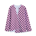 Pink And Black Polka Dot Pattern Print Long Sleeve Short Coat