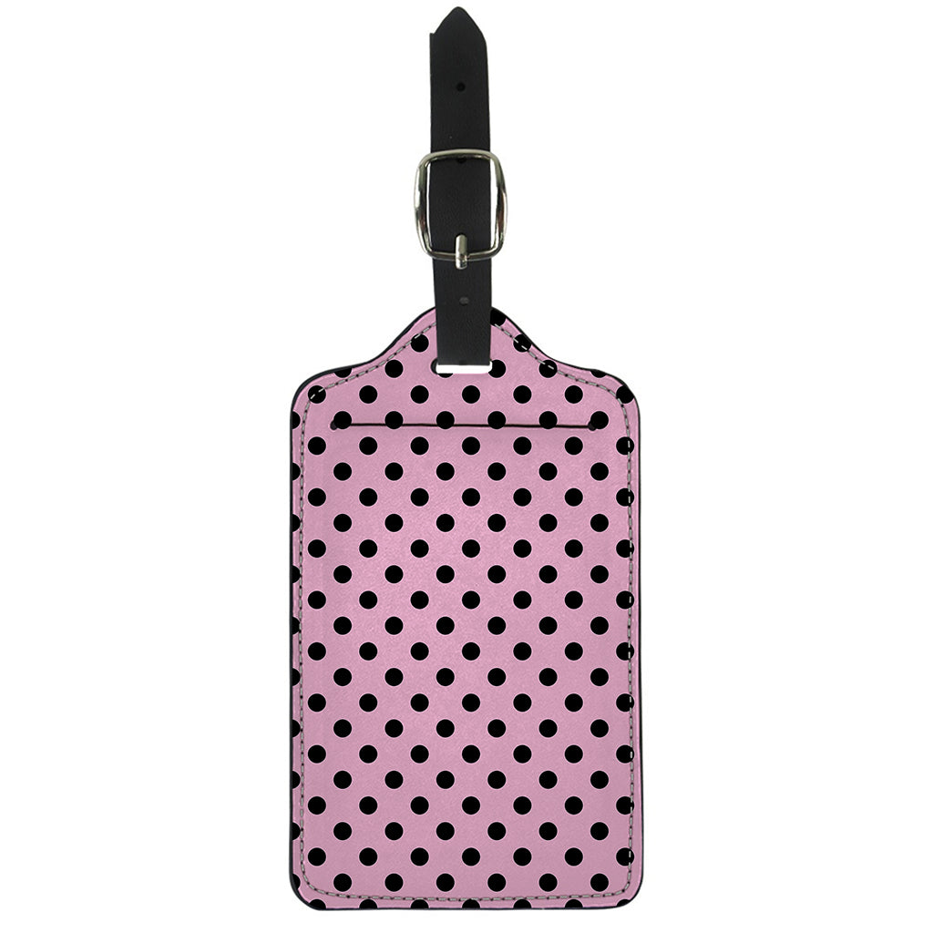 Pink And Black Polka Dot Pattern Print Luggage Tag