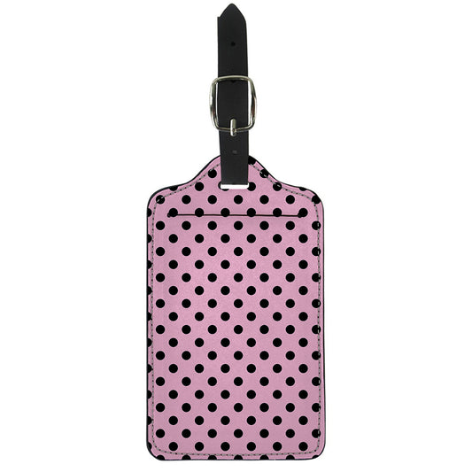Pink And Black Polka Dot Pattern Print Luggage Tag