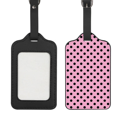 Pink And Black Polka Dot Pattern Print Luggage Tag