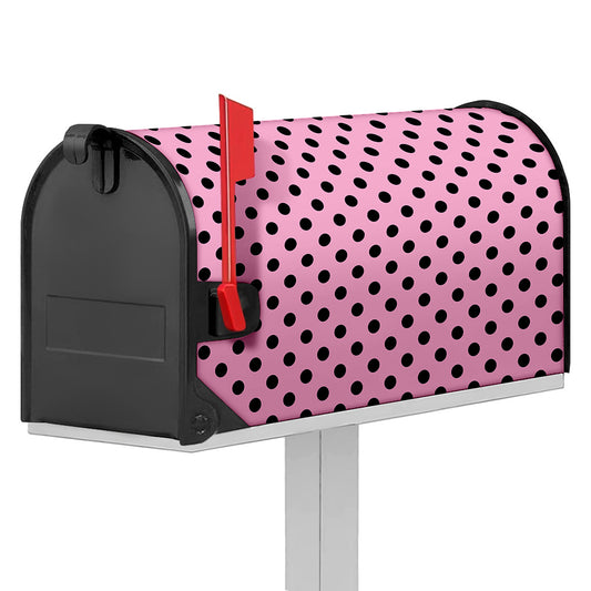Pink And Black Polka Dot Pattern Print Mailbox Cover