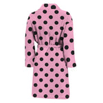 Pink And Black Polka Dot Pattern Print Men's Bathrobe