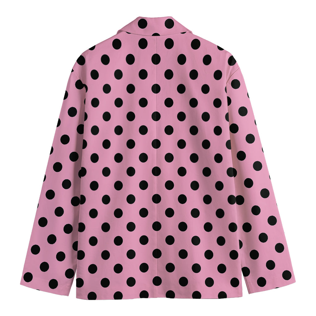 Pink And Black Polka Dot Pattern Print Men's Blazer