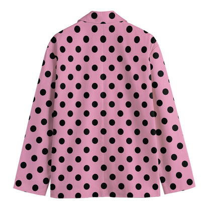 Pink And Black Polka Dot Pattern Print Men's Blazer