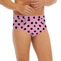Pink And Black Polka Dot Pattern Print Men's Briefs