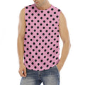 Pink And Black Polka Dot Pattern Print Men's Fitness Tank Top