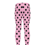 Pink And Black Polka Dot Pattern Print Men's leggings