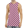 Pink And Black Polka Dot Pattern Print Men's Muscle Tank Top