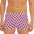 Pink And Black Polka Dot Pattern Print Men's Short Boxer Briefs